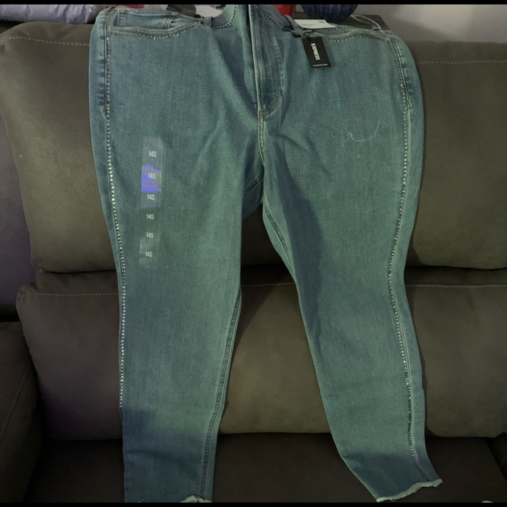 Express High Rise Rhinestone Ankle Jeans